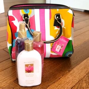Victorias Secret Pure Seduction Body Care Set + Colorful Floral Handbag